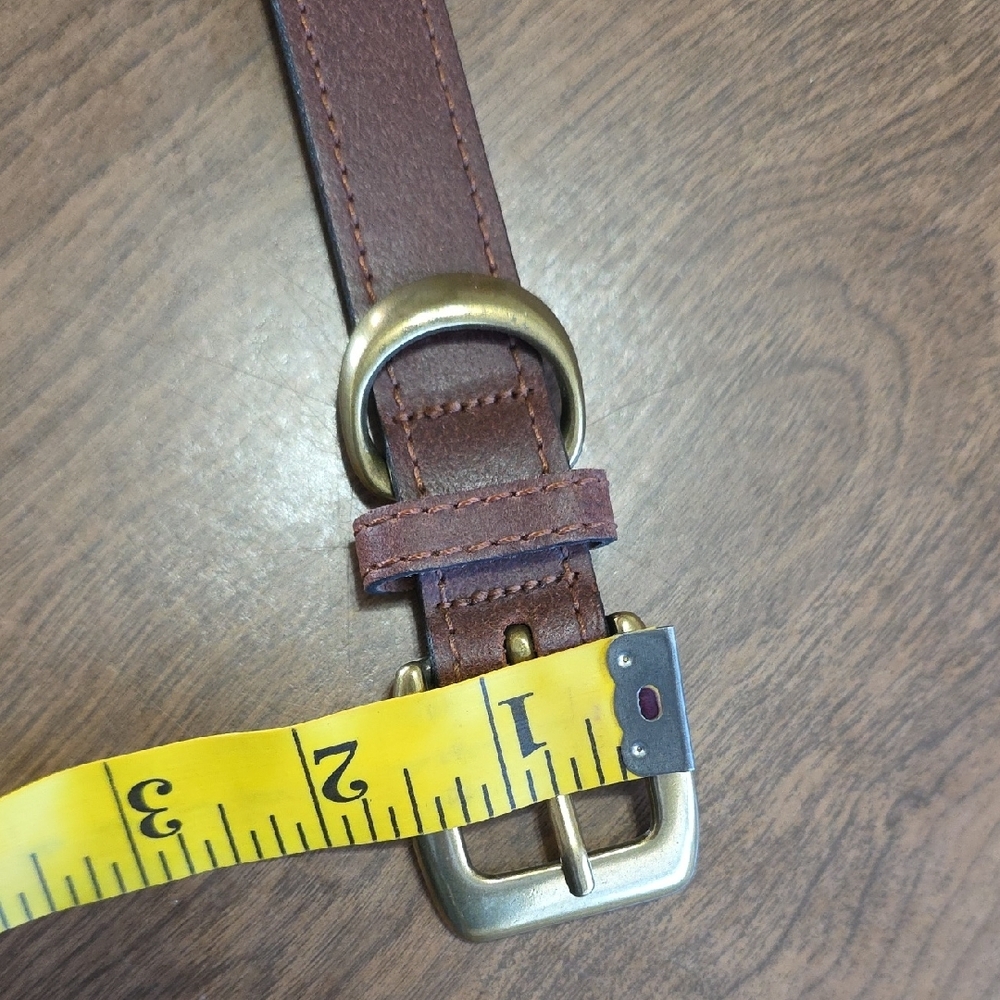 Brown Genuine Leather‎ Women's Belt Size Small 1" Thin Gold Buckle - Picture 7 of 8
